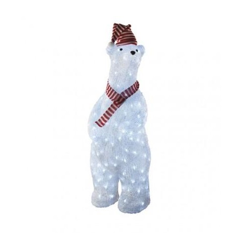 Vianočný medveď LED, 80 cm, vonkajší aj vnútorný, studená biela, časovač