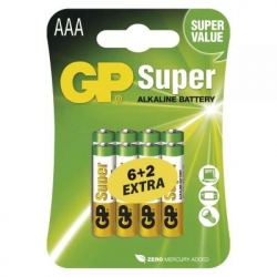 Alkalická batéria GP Super Alkaline LR03 (AAA) 6+2