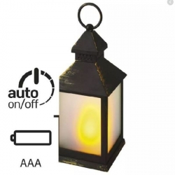 LED dekorácia - 6x lampáš mliečny, 3x AAA, čierna, vintage