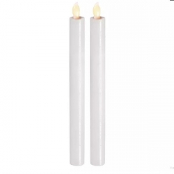 LED sviečky, 25cm, metalické biele, 2× AAA, teplá b., 2 ks