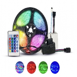Sada 5m RGB LED pásik + diaľkové ovládanie + napájací adaptér + IP65