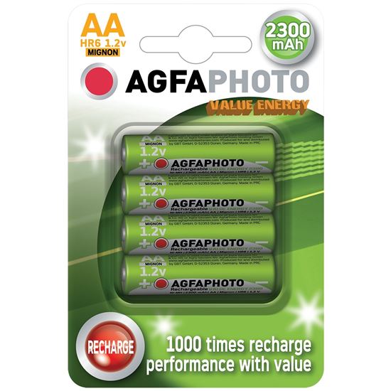 AgfaPhoto nabíjacie NiMH batérie AA, 2300mAh, blister 4ks