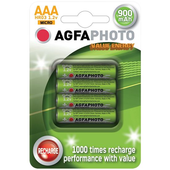 AgfaPhoto nabíjacie NiMH batérie AAA, 900mAh, blister 4ks