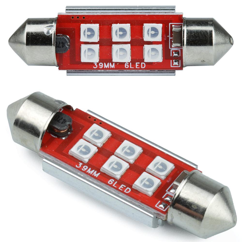 AUTO LED ŽIAROVKA 12V/24V C5W 6 SMD 3535 CAN BUS MODRÁ