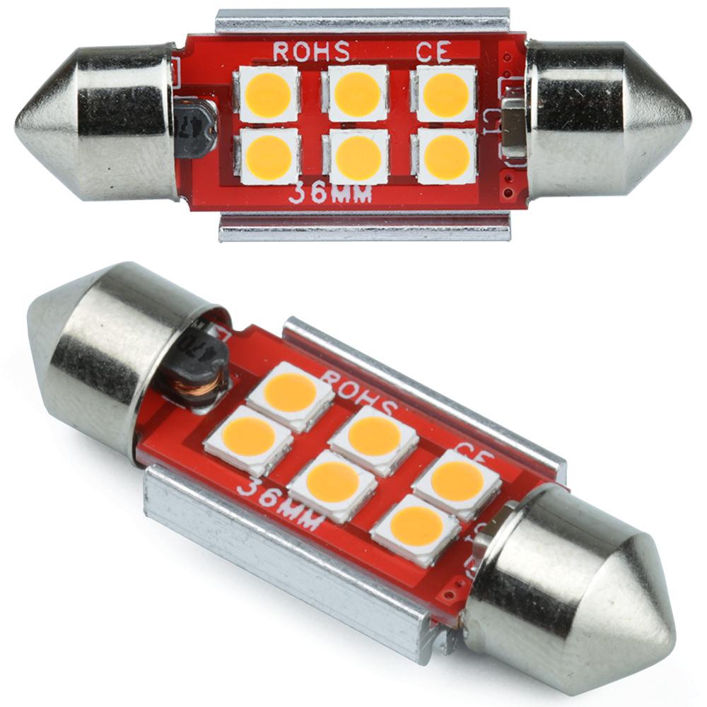 AUTO LED ŽIAROVKA 12V/24V C5W 6 SMD 3535 CAN BUS ORANŽOVÁ, 36 mm. 39 mm. 42 mm