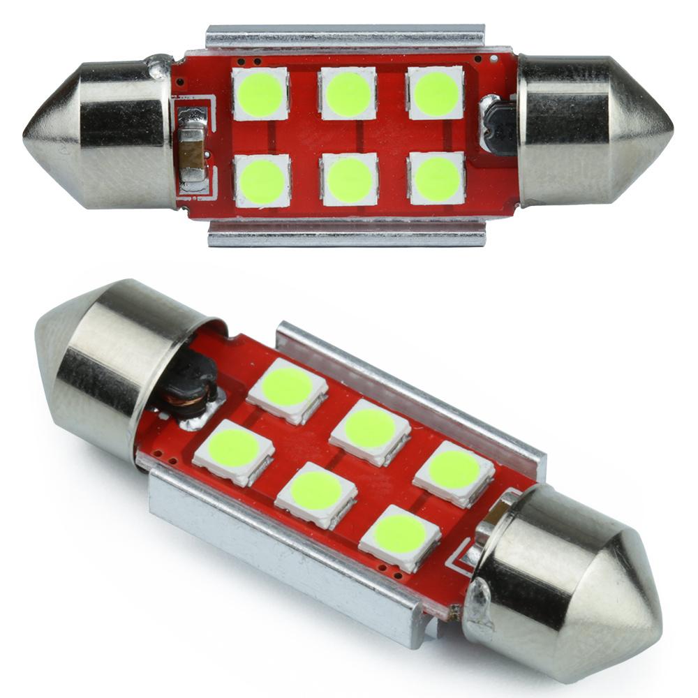 AUTO LED ŽIAROVKA 12V/24V C5W 6 SMD 3535 CAN BUS ZELENÁ, 36 mm. 42 mm