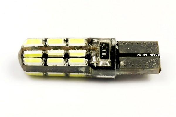 AUTO LED ŽIAROVKA W5W T10 24 SMD3014 CANBUS SILIKON