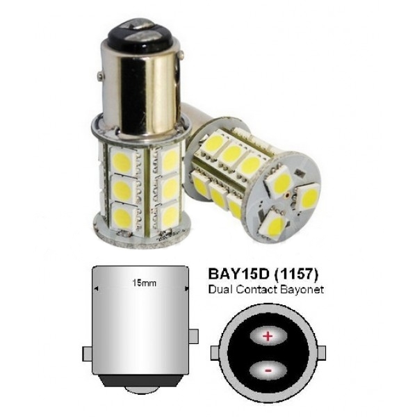 BAY15D13LED SMD 3chips 12V (náhrada dvojvláknovej žiarovky) žltá