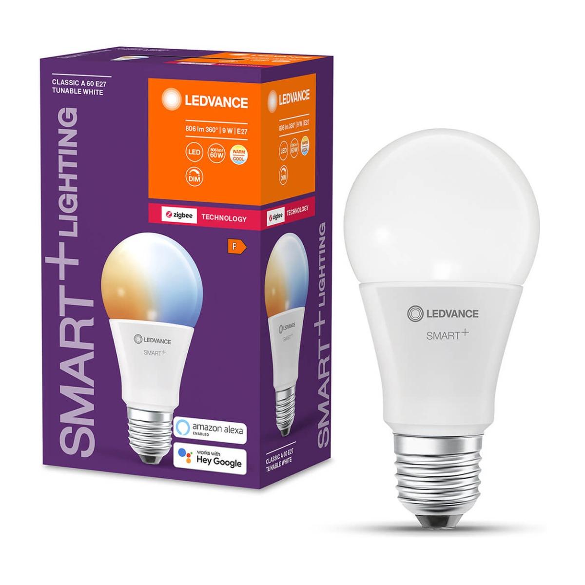 E27 A60 9W 806LM CCT LEDVANCE SMART+ ZIGBEE STMIEVATEĽNÁ LED ŽIAROVKA