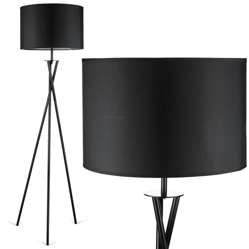 Čierna stojaca lampa HM113 – moderné osvetlenie s látkovým tienidlom