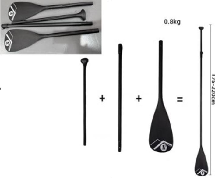 KAJAKÁRSKE VESLO NA SUP BOARD 2V1, SKLADACIE, HLINÍKOVÉ, NASTAVITEĽNÉ, 175 - 220 CM