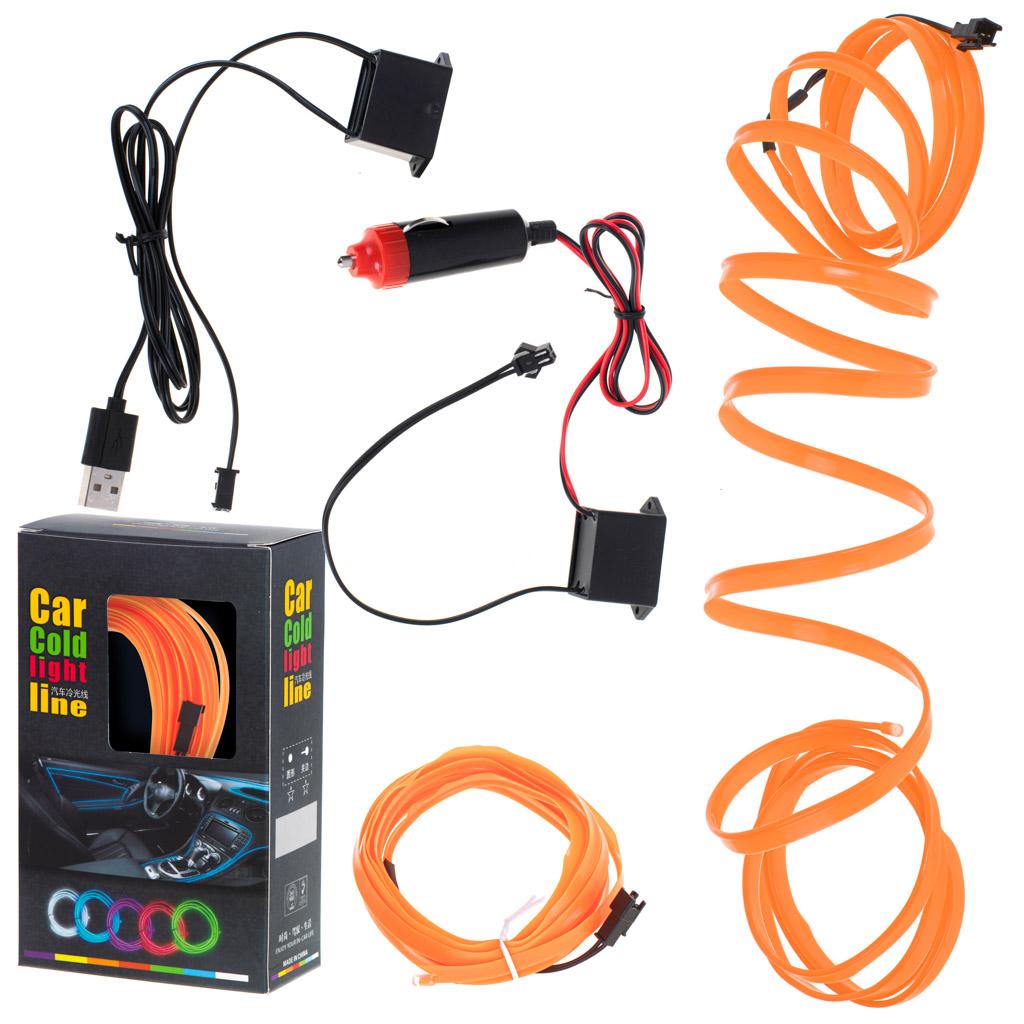 LED AMBIENTNÉ OSVETLENIE PRE AUTO / AUTO USB / 12V DĹŽKA 3M ORANŽOVÁ