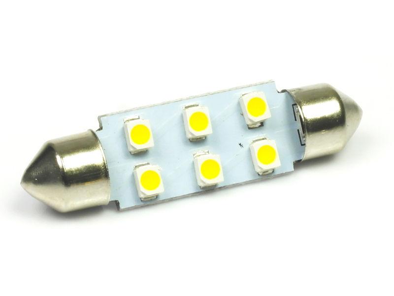 LED AUTO ŽIAROVKA C5W 39MM 6X SMD1210, TEPLÁ BIELA