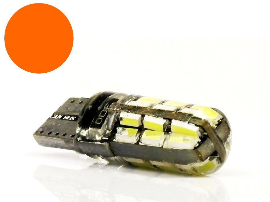 LED AUTO ŽIAROVKA T10 24X SMD3014 12V ORANŽOVÁ CANBUS