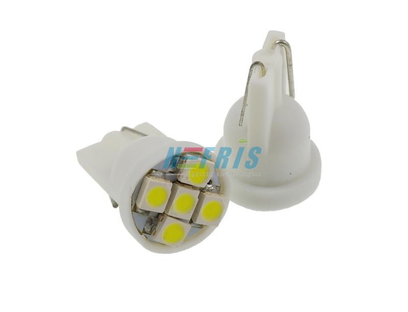 WEDGE LED AUTO ŽIAROVKA T10 5 SMD3528 12V 0,3W STUDENÁ BIELA