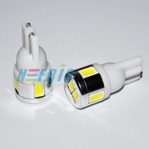 LED AUTO ŽIAROVKA T10 W5W 6 SMD5630, STUDENÁ BIELA