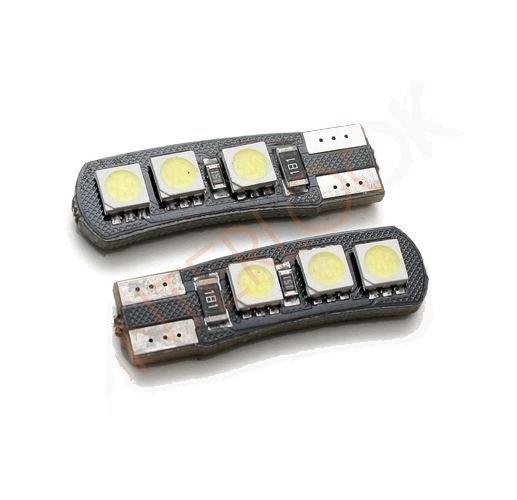 LED AUTO ŽIAROVKA T10 W5W 6XSMD5050 CANBUS, STUDENÁ BIELA