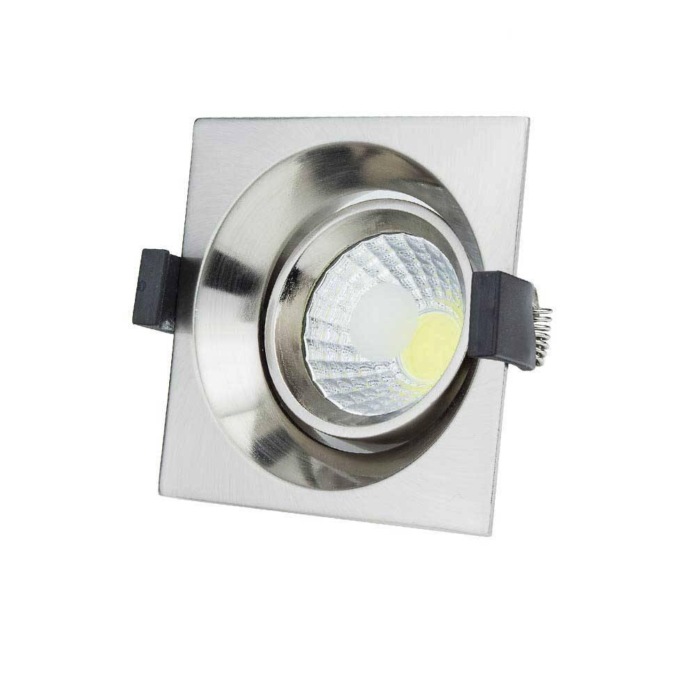 LED COB DOWNLIGHT SQUARE INOX BUILD-IN 8W STUDENÁ BIELA