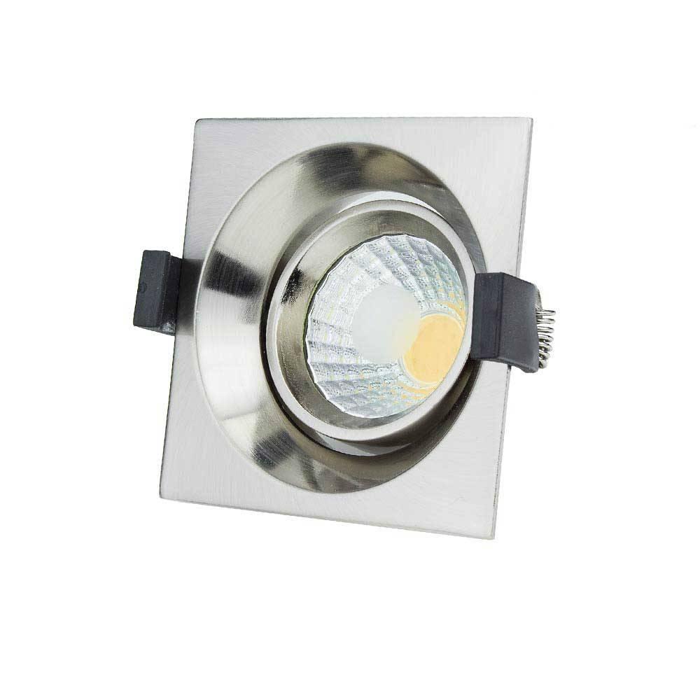 LED COB DOWNLIGHT SQUARE INOX BUILD-IN 8W TEPLÁ BIELA