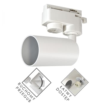 LED koľajnicové 1 fázové svietidlo MALIA 60mm biele