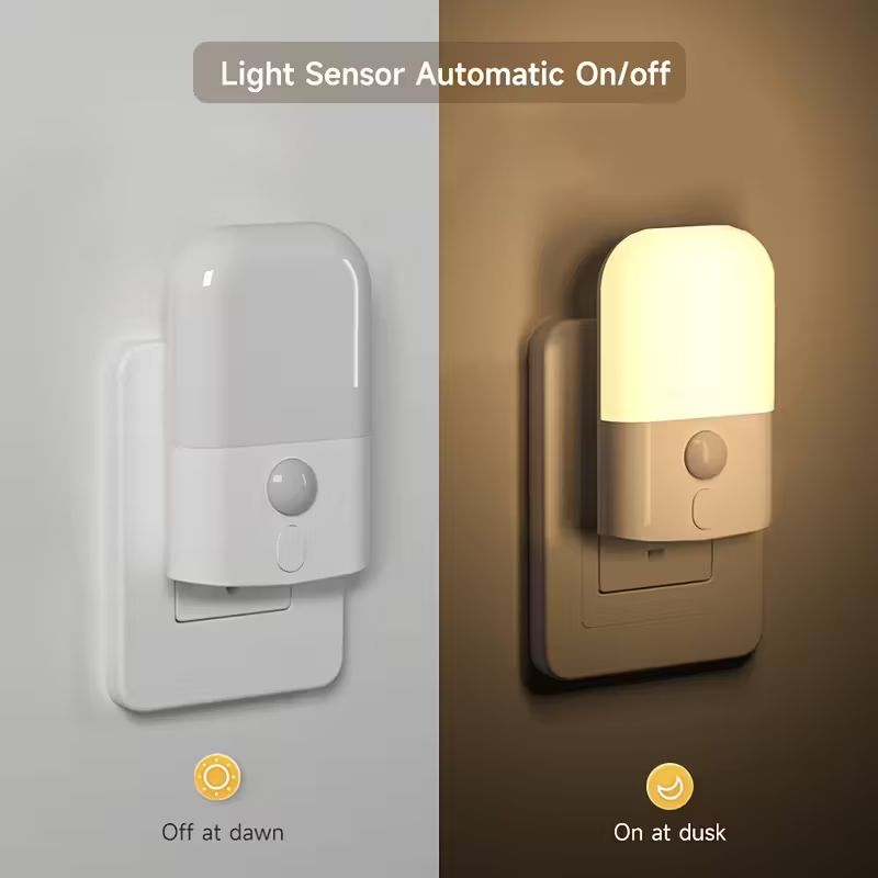 LED nočné svetlo s pohybovým senzorom, nastaviteľnou jasnosťou – 3000K, do zásuvky