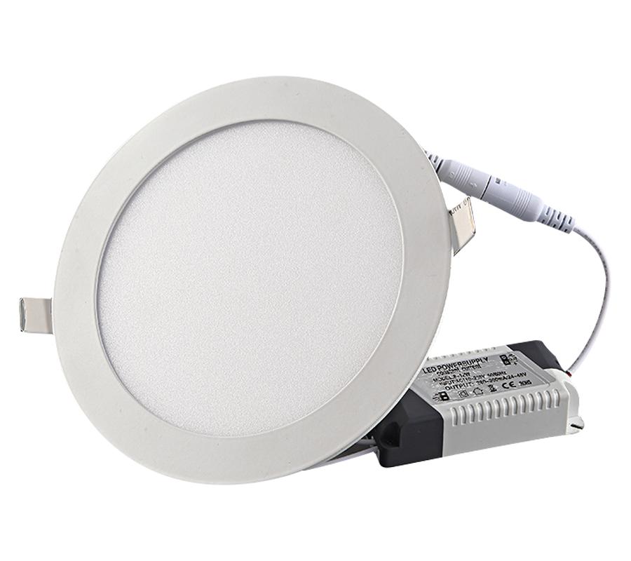 LED panel strieborný okrúhly zápustný 9W - Teplá biela