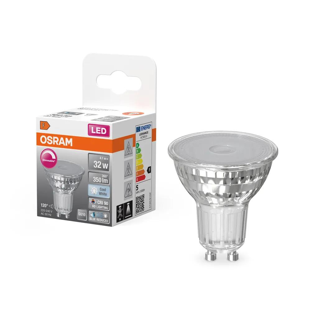 LED OSRAM SUPERSTAR GU10 4,1W – 350 lm, 4000K, CRI90, 120°, stmievateľná