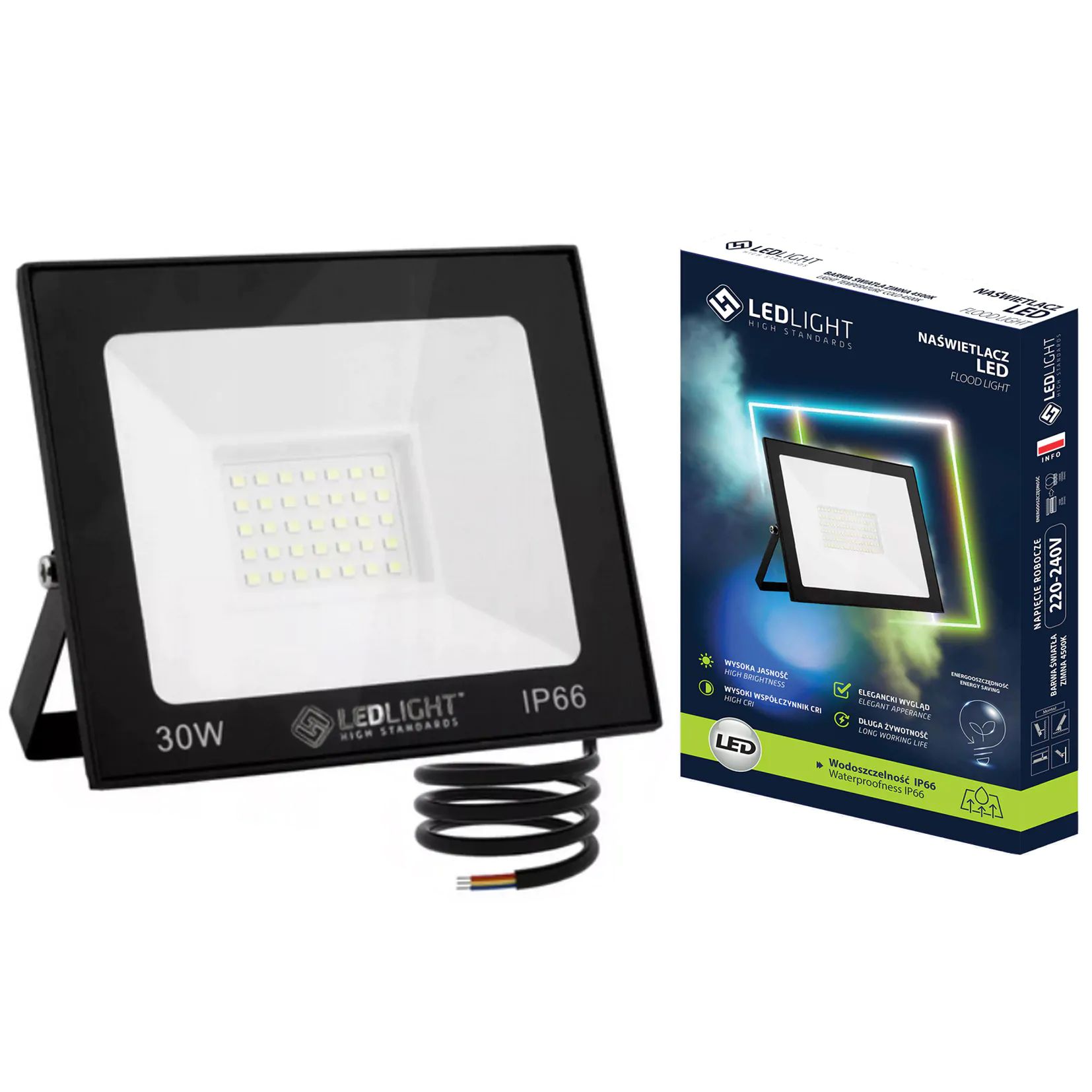 LED reflektor 30W studená biela IP66 – Premium