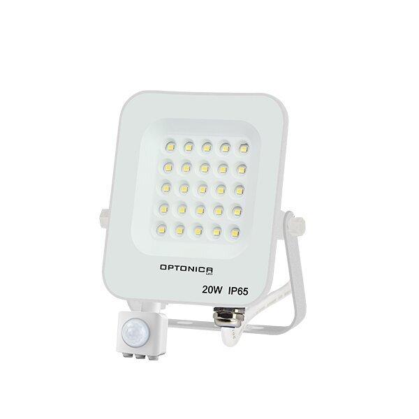 LED REFLEKTOR BIELE TELO IP65 + PIR SENSOR 20W TEPLÁ BIELA