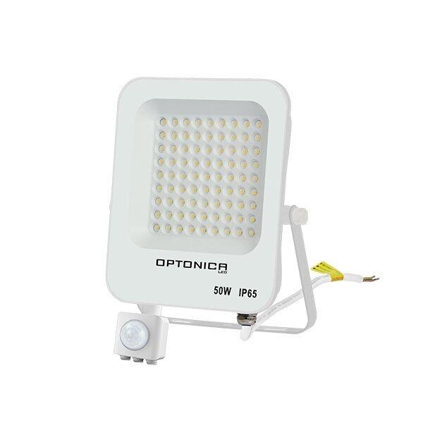 LED REFLEKTOR BIELE TELO IP65 + PIR SENSOR 50W STUDENÁ BIELA