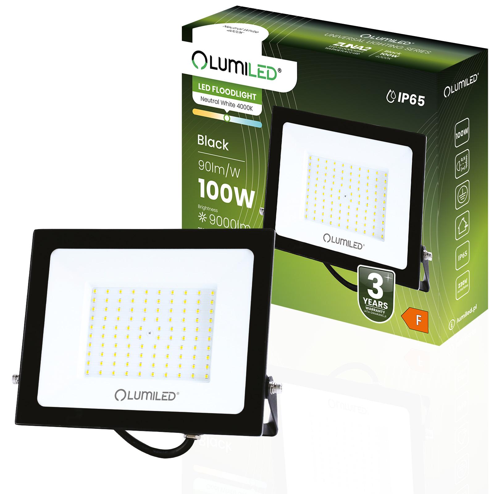 LED reflektor ZUNA2 100W 9000lm 4000K IP65 Black LUMILED