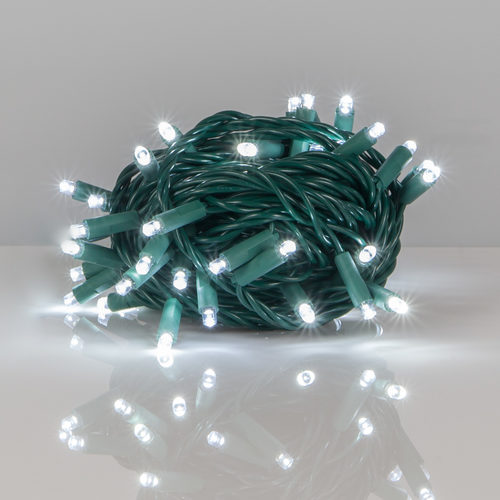 LED reťaz 5m, 50LED, zelený kábel