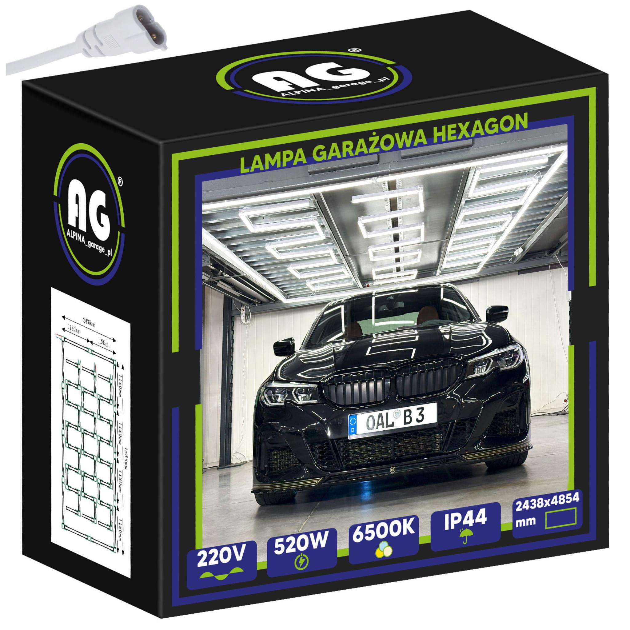 LED stropné svietidlo HEXAGON IP44, 243 x 485cm – 520W – 6500K, 