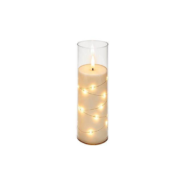 LED sviečka 18 cm 8 lm 2000K extra teplá biela IP20 – priehľadná, efekt plameňa, 2× AA