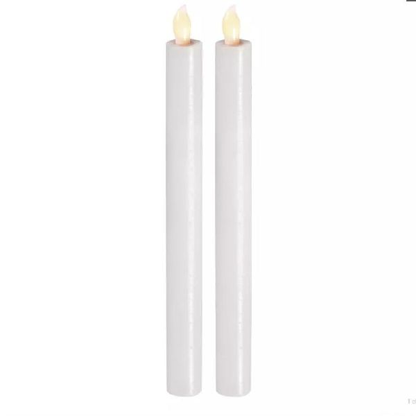 LED sviečky, 25cm, metalické biele, 2× AAA, teplá b., 2 ks