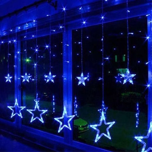 LED Vianočná girlanda hviezdy 230V 3m nadpájateľná - Modrá