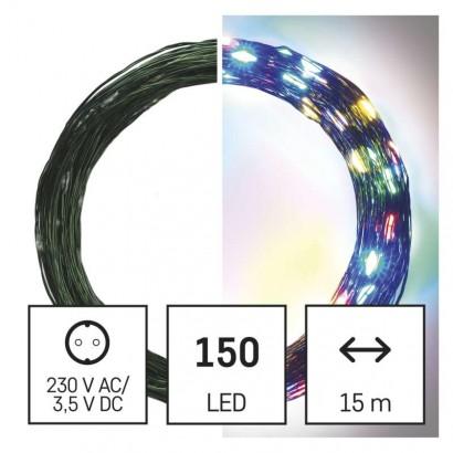 LED VIANOČNÁ NANO REŤAZ ZELENÁ, 15 M, VONKAJŠIA AJ VNÚTORNÁ, MULTICOLOR, ČASOVAČ