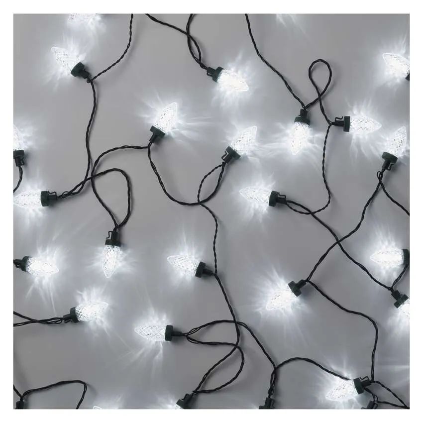 LED vianočná reťaz – šišky, 9,8 m, vonkajšia aj vnútorná, studená biela, programy