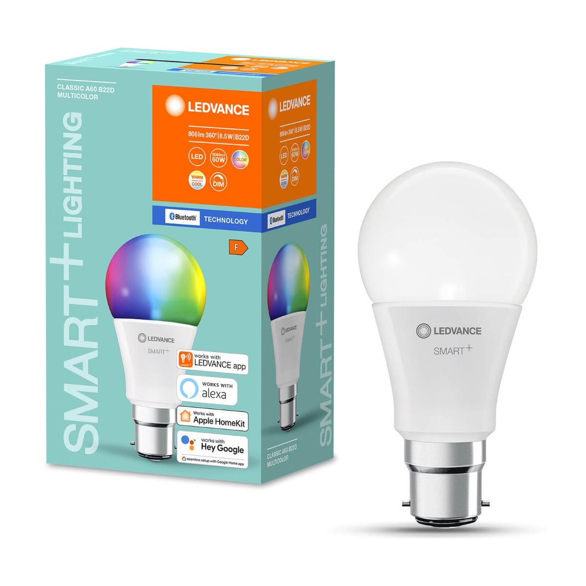 LED ŽIAROVKA B22D A60 8,5W 806LM CCT RGB LEDVANCE SMART+ BLUETOOTH STMIEVATEĽNÁ