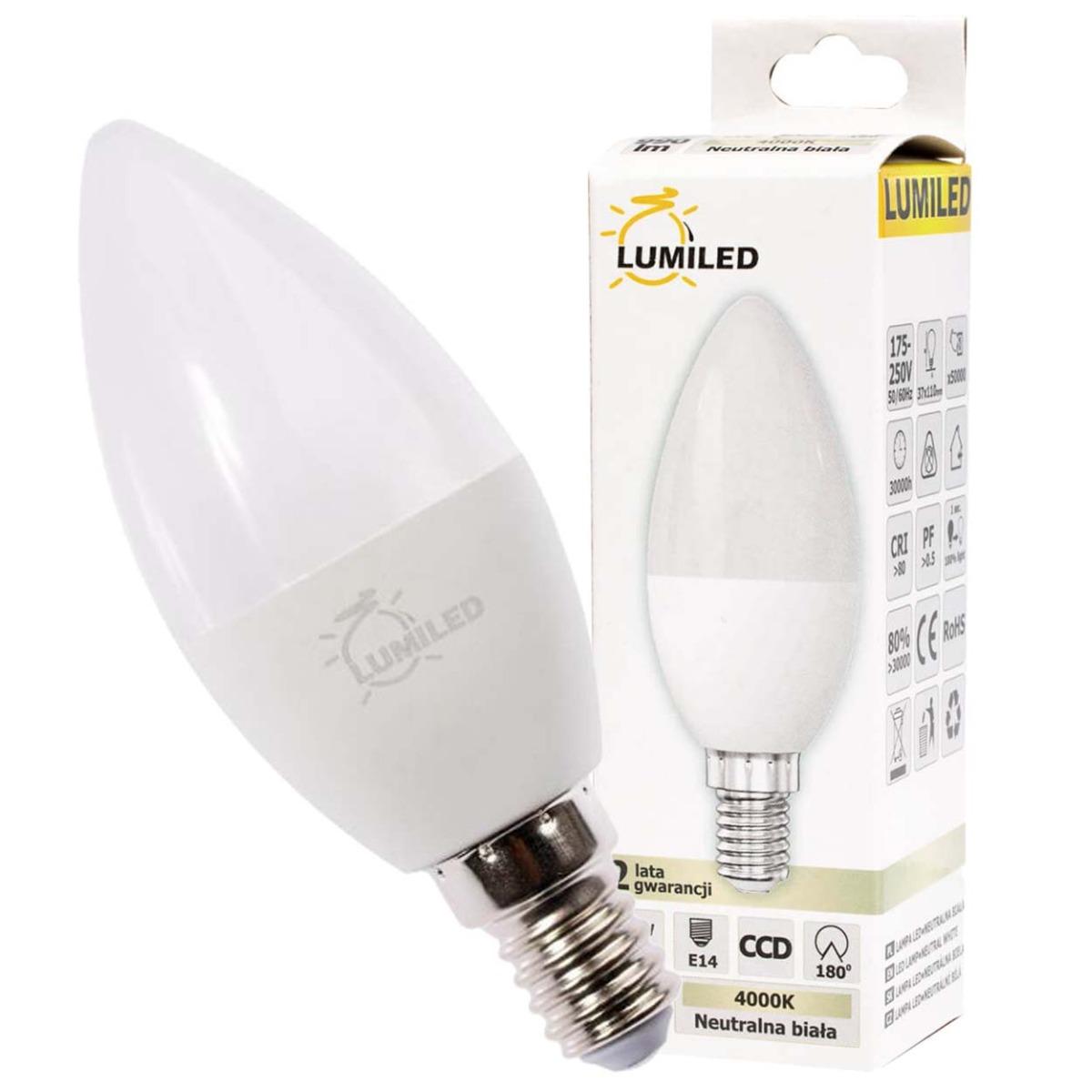 LED ŽIAROVKA E14 B35 10W NEUTRÁLNA BIELA 180° LUMILED