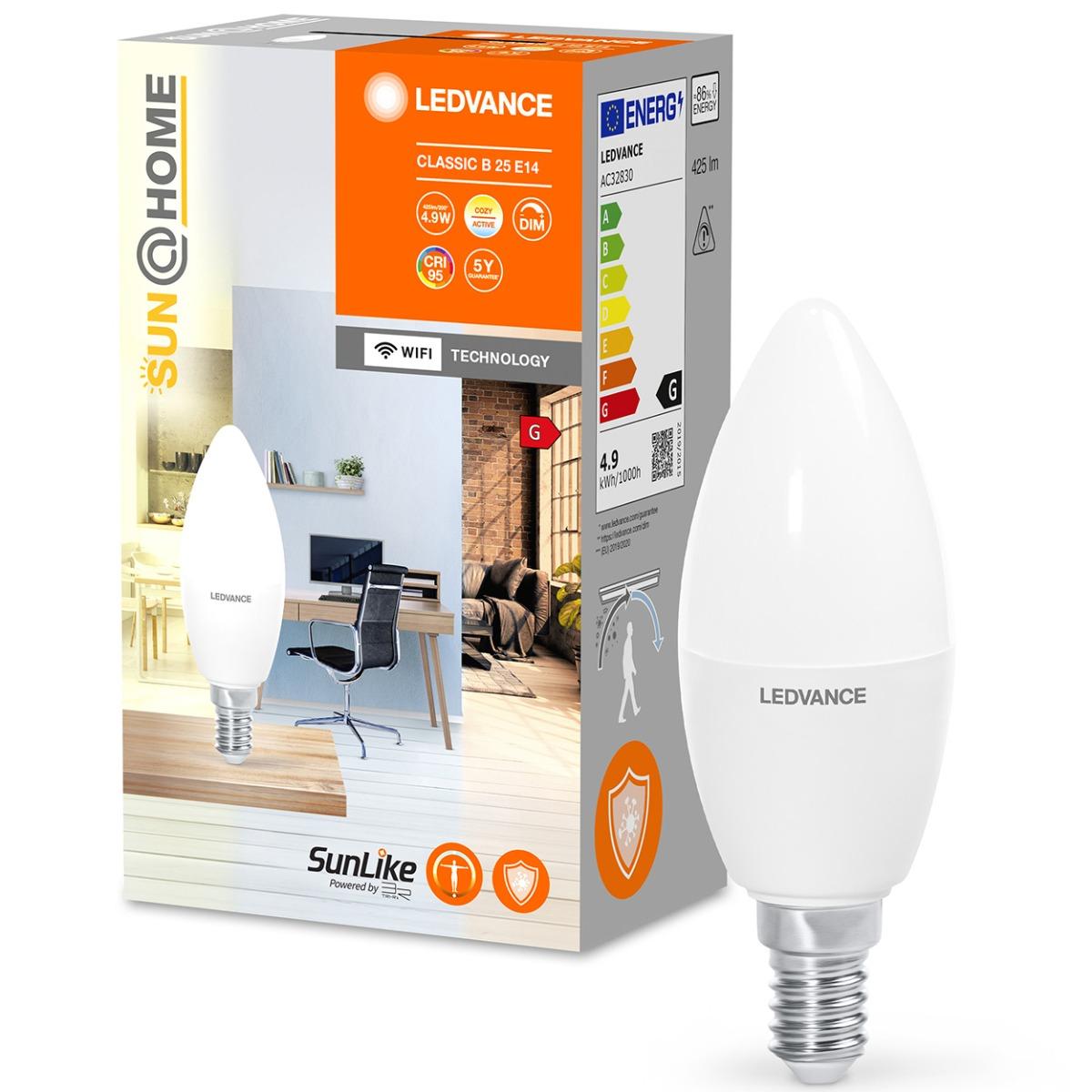 LED ŽIAROVKA E14 B35 4,9W  CCT 200° CRI95 LEDVANCE SMART+ WIFI STMIEVATEĽNÁ SUNATHOME CLASSIC