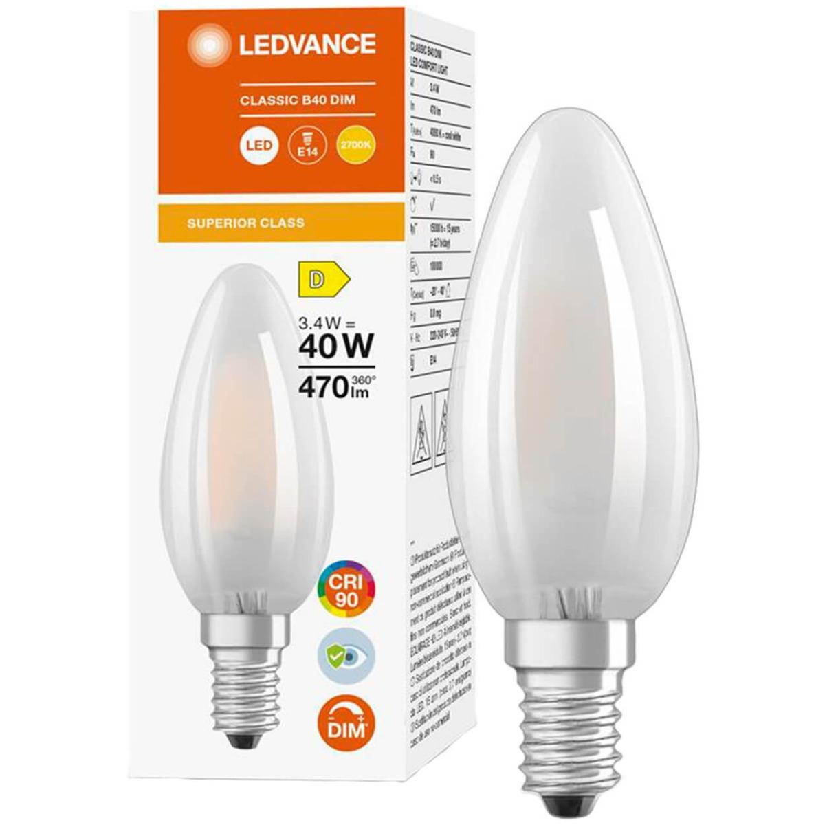 LED ŽIAROVKA E14 B40 3,4WNEUTRÁLNA BIELA 300° VLÁKNO MLIEKO STMIEVATEĽNÉ 