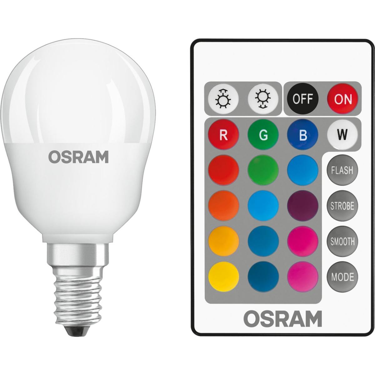 LED ŽIAROVKA E14 P45 4,5W = 25W 250LM RGBW 200° OSRAM STAR + PILOT