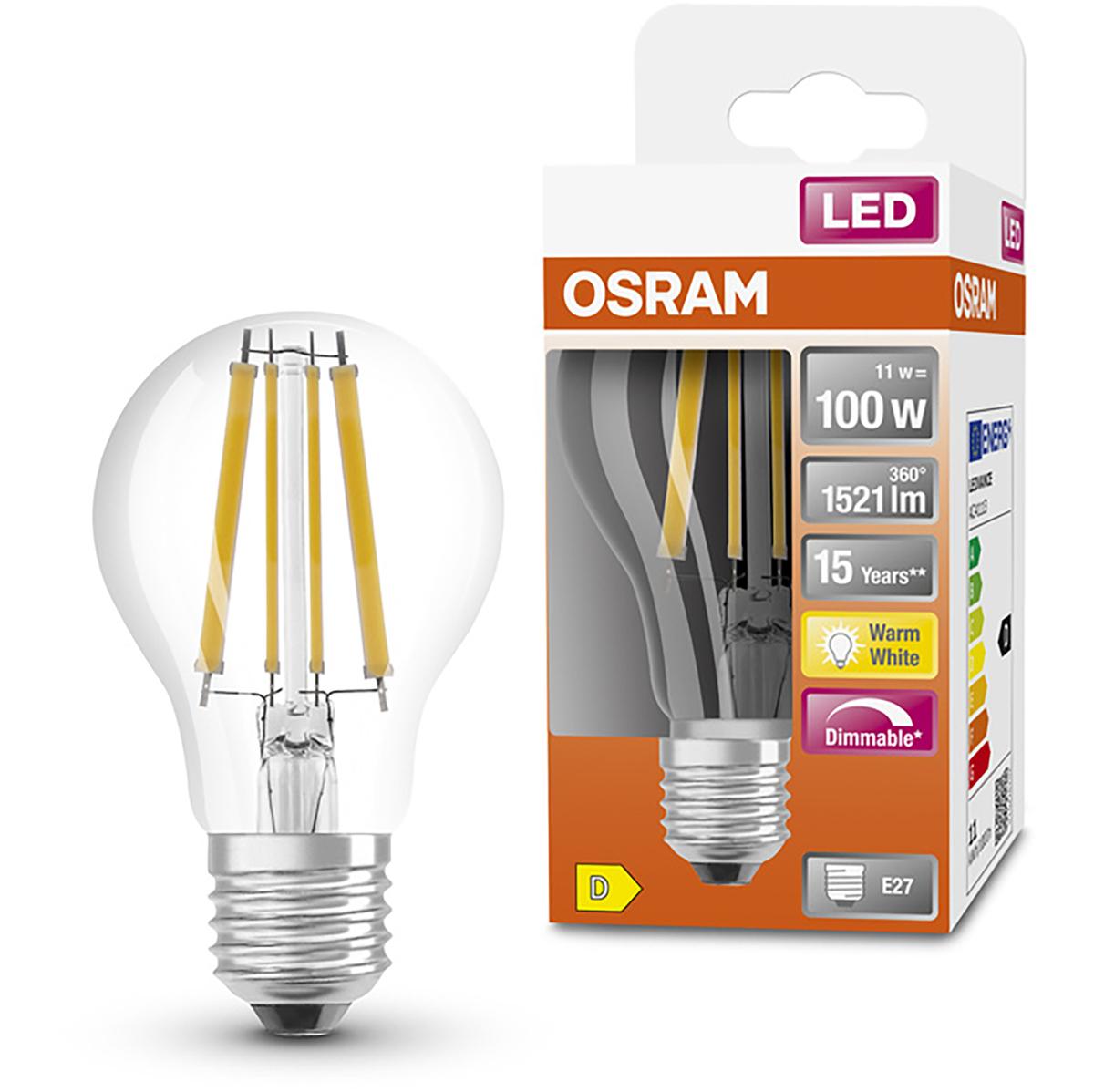 E27 LED A60 11W TEPLÁ BIELA 360° FILAMENT STMIEVATEĽNÁ OSRAM SUPERSTAR