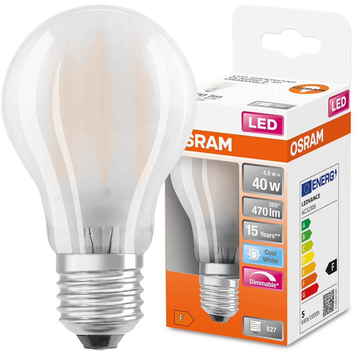 E27 LED MILK STMIEVATEĽNÁ  A60 4,8W 4000K NEUTRÁLNA FILAMENT 360° OSRAM SUPER STAR