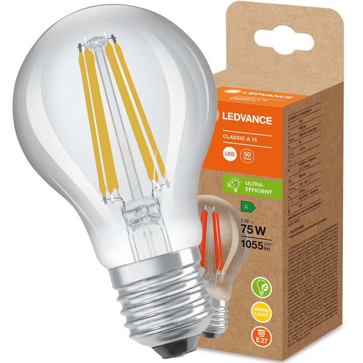 E27 LED ŽIAROVKA  A60 7,2WTEPLÁ BIELA 360° FILAMENT LEDVANCE ULTRA EFFICIENT