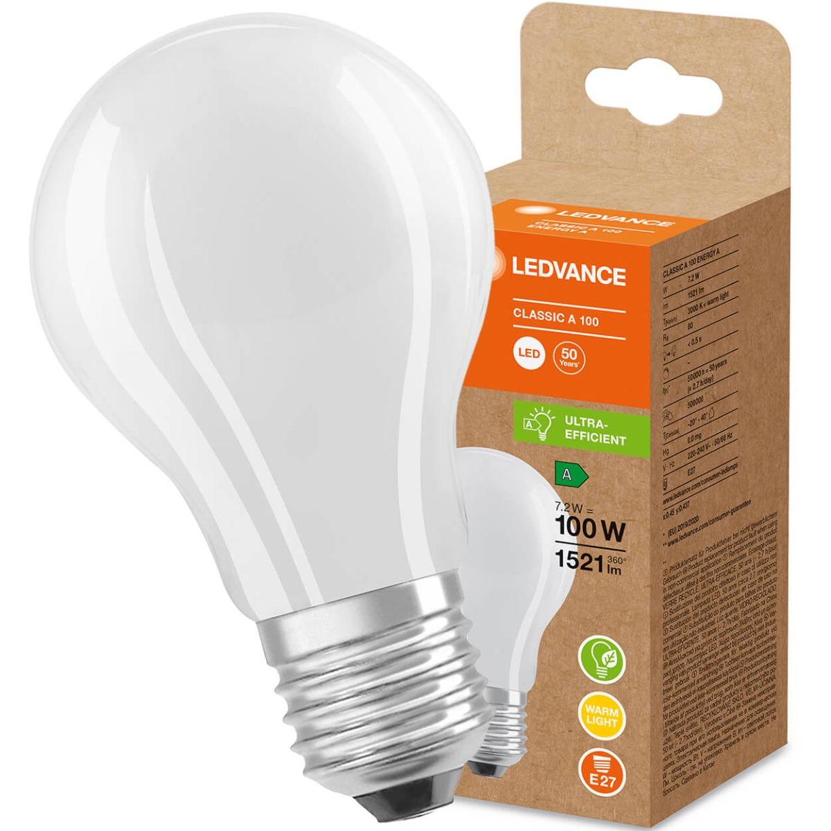 E27 LED MILK A60 7,2WTEPLÁ BIELA 360° FILAMENT LEDVANCE ULTRA EFFICIENT