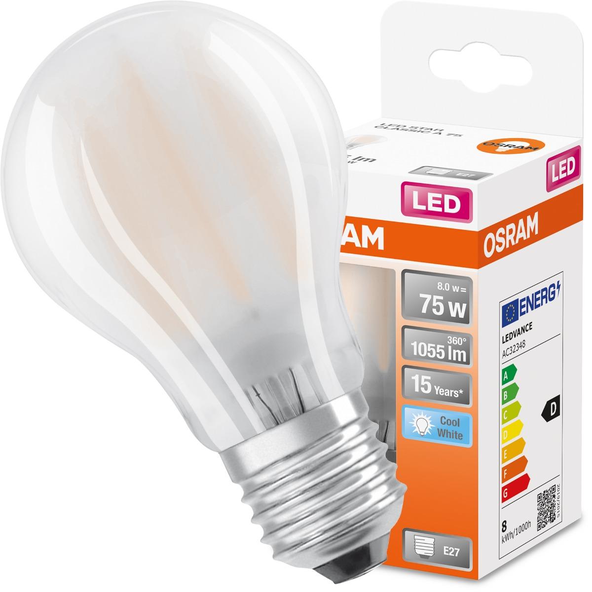  E27 LED FILAMENT MILK A60 8W NEUTRÁLNA BIELA 360° OSRAM STAR