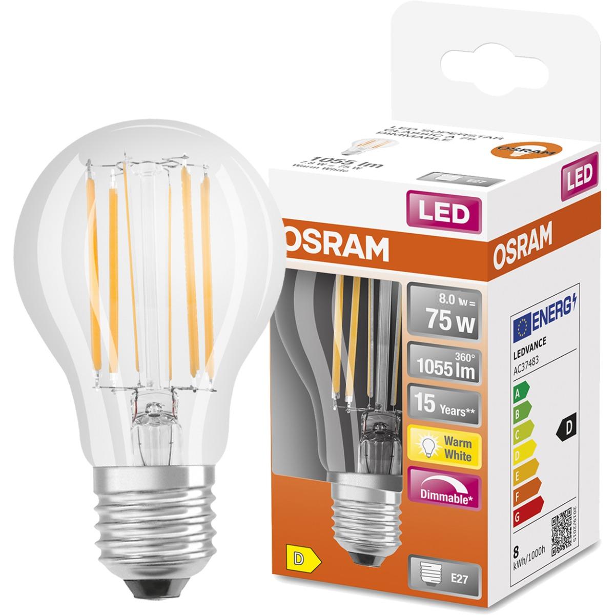 E27 LED MILK A75 8W TEPLÁ BIELA 360° FILAMENT OSRAM STAR STMIEVATEĽNÁ