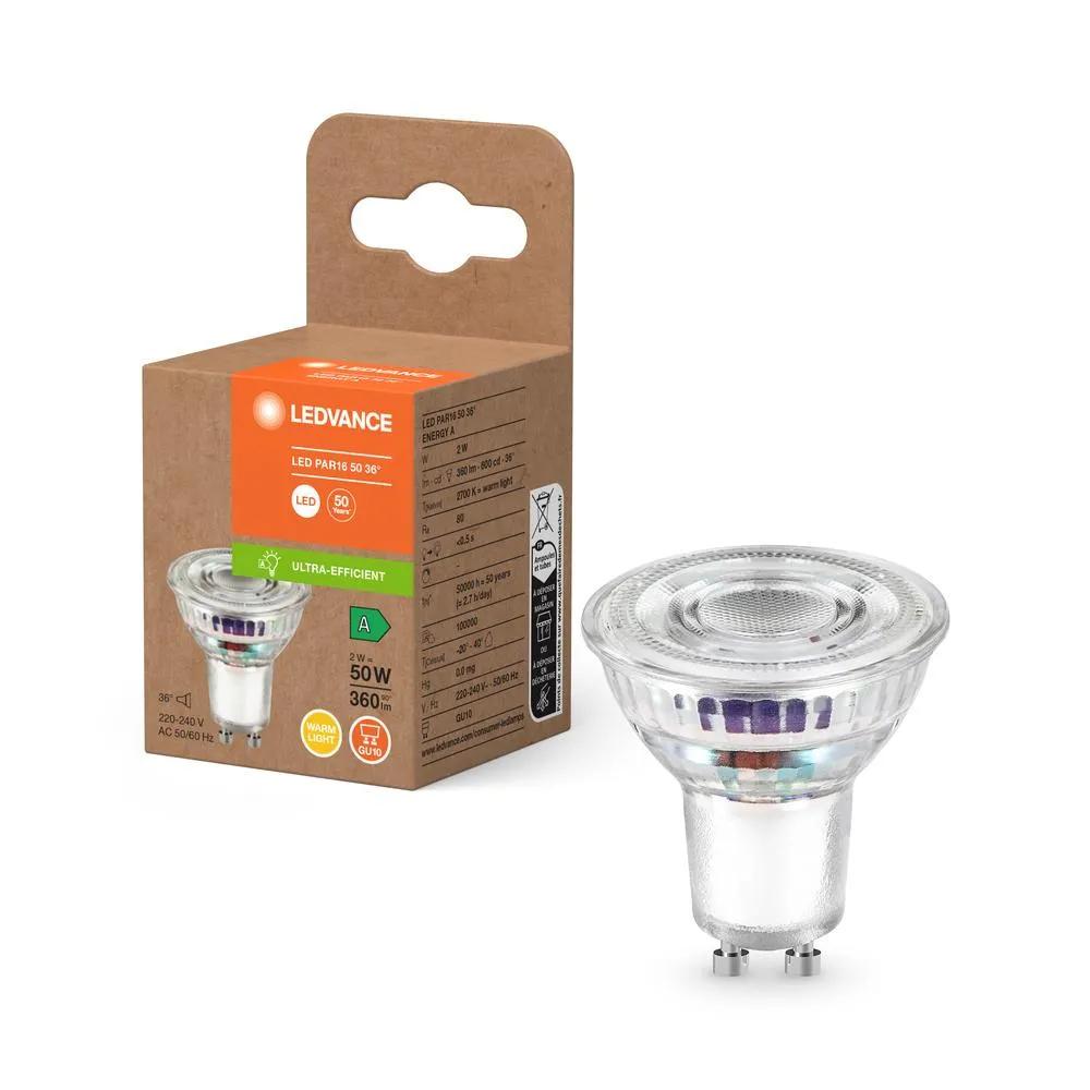 LED žiarovka GU10 PAR16 2W = 50W 360lm 2700K Warm 36° Ledvance